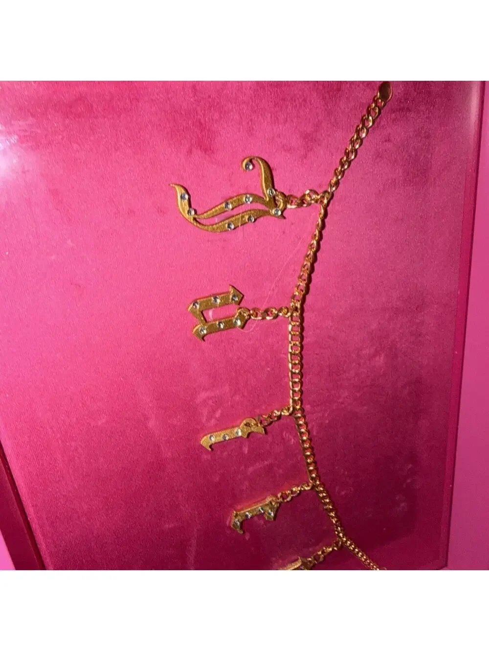 Juicy Couture Trinket Tray Hot Pink Glass Jewelry Vanity Decor 13x10